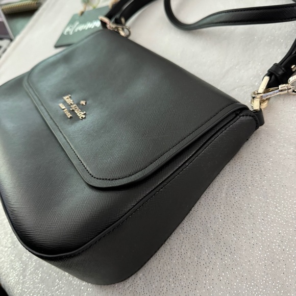 KATE SPADE Black Staci Saffiano Leather Flap Crossbody Bag - Picture 2 of 15